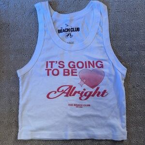 White Tank Top with Pink Print